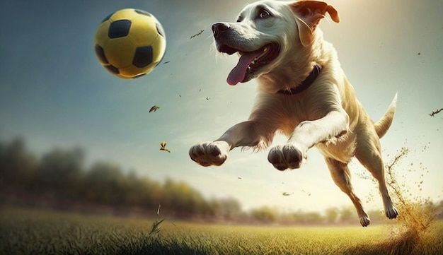 The dog jumps after the ball Generative AI