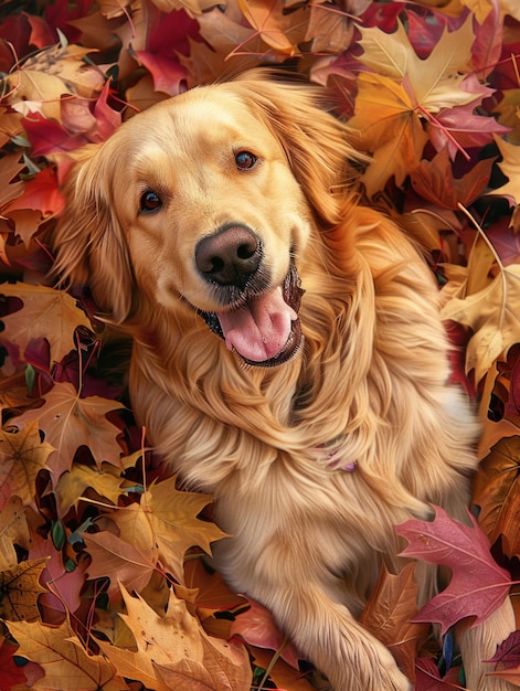 Dog in leaves