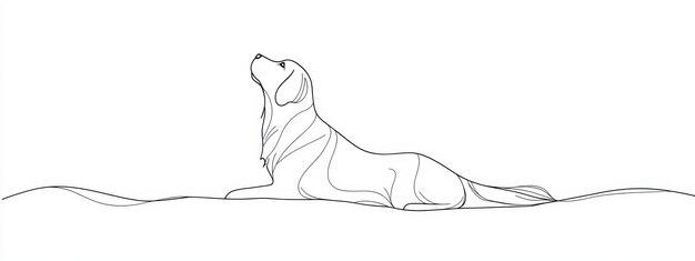 Photo dog line one art outline continuous pet puppy animal silhouette line illustration one dog drawing