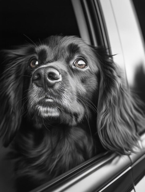 Dog looking out of car window