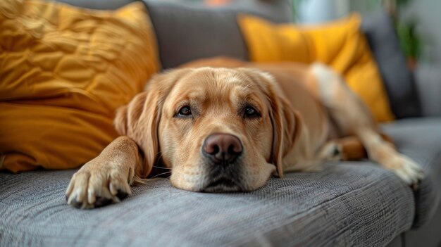 A Dog Lounging Comfortably On The Sofa Embodying Relaxation