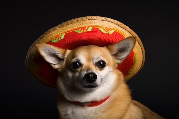 Dog in mexican sombrero Cinco de Mayo holiday AI generated