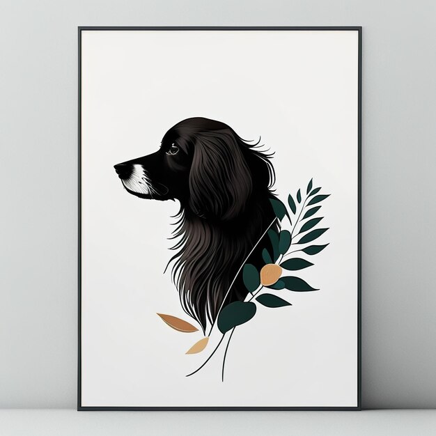 Photo dog minimalist illustration with soft color elements generative ai