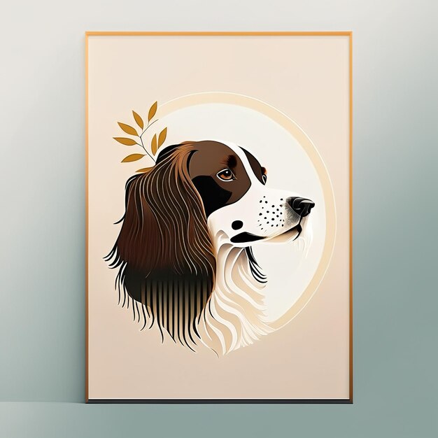 Dog minimalist illustration with soft color elements Generative AI