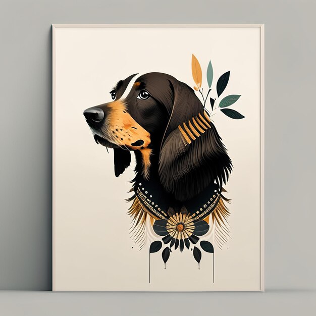 Dog minimalist illustration with soft color elements Generative AI