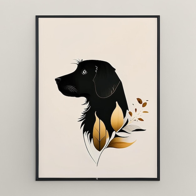 Photo dog minimalist illustration with soft color elements generative ai