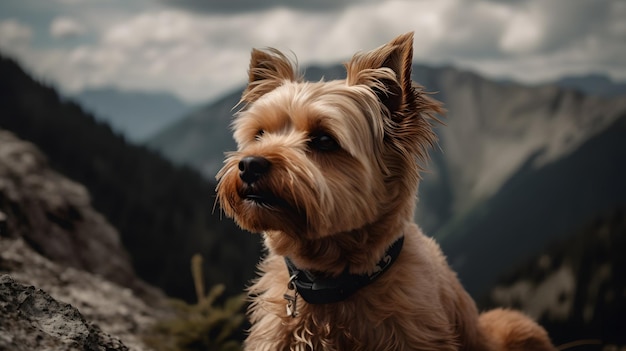 A dog in the mountains