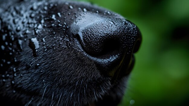 Photo dog nose wet black leather texture closeup macro photography natural lighting detailed pores ultrahi