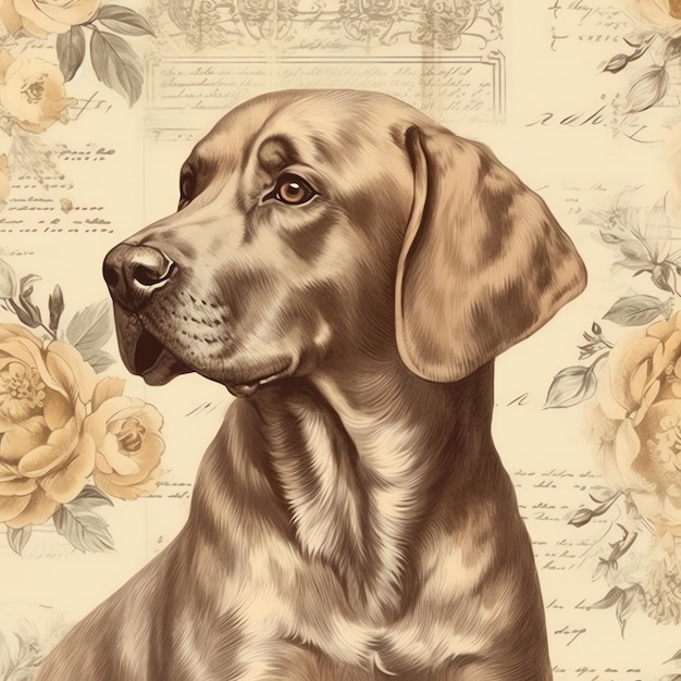 Dog old paper vintage digital paper