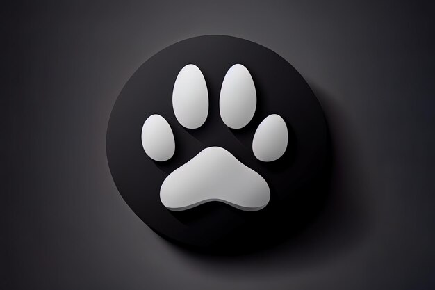 Dog paw print flat icon for animal apps and websites realistic Generative Ai