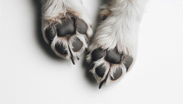 Dog Paw Prints in Mud on White Surface