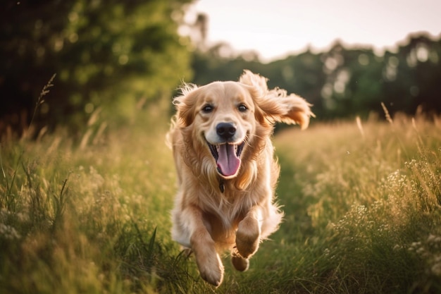 Dog playing outside smiles