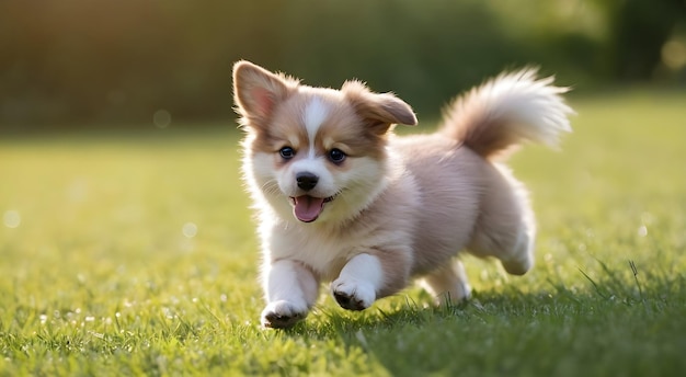 dog playing in park pembroke corgi