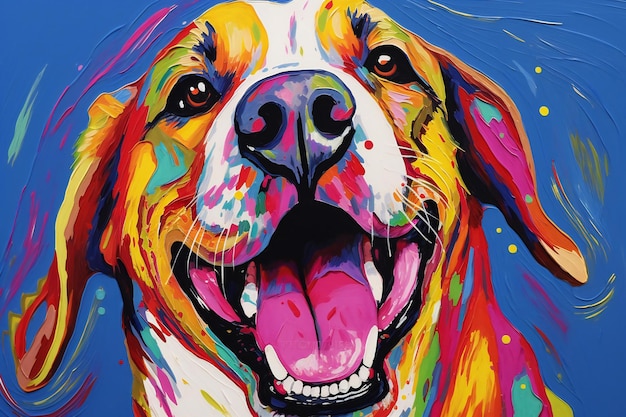 Dog portrait on a colorful background Digital painting