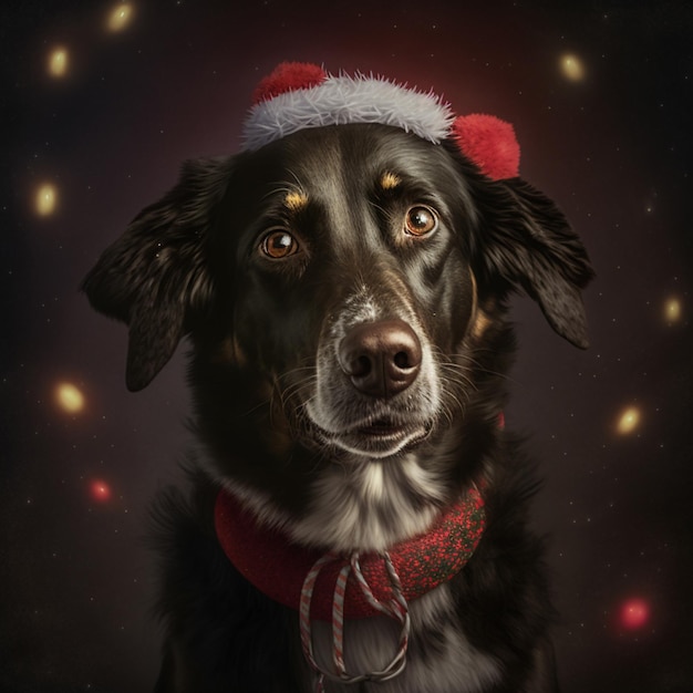 Dog portrait merry christmas and happy new years