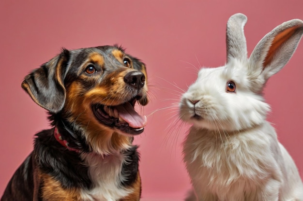 Dog and Rabbit Friendship in a Heartwarming Scene