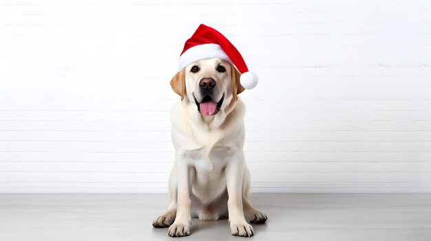 Photo dog in santa claus hat