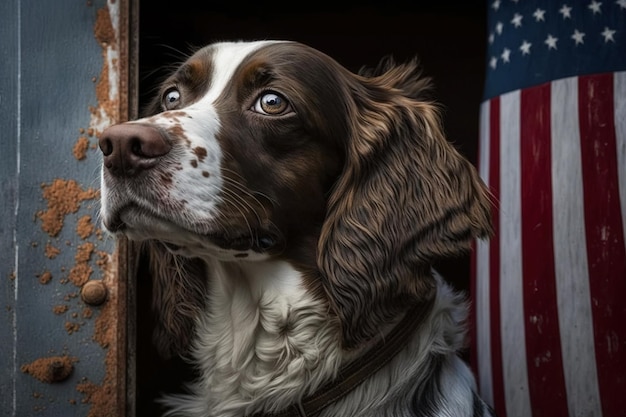 Dog on the shape of the American flag Patriotism concept Generated by AI