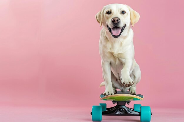 a dog on a skateboard