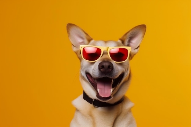 Dog smile portrait isolated funny student pet sunglasses background cute animal Generative AI