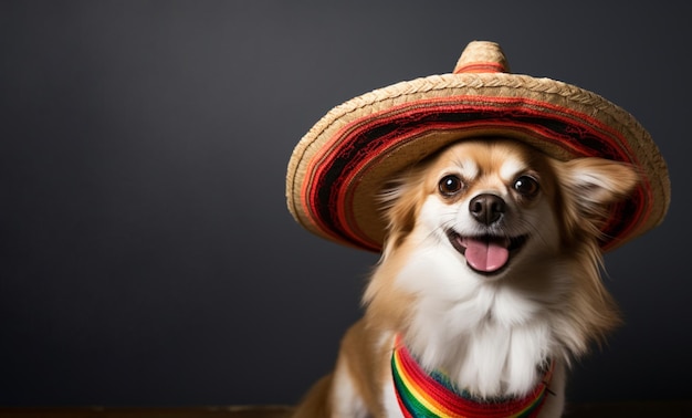 A dog in a sombrero