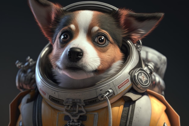 A dog in a space suit