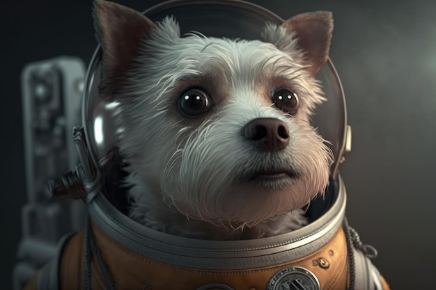 A dog in a space suit