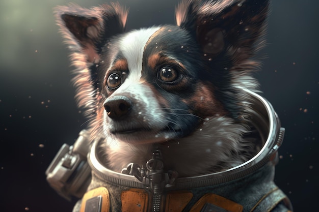 A dog in a space suit