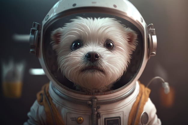 A dog in a space suit