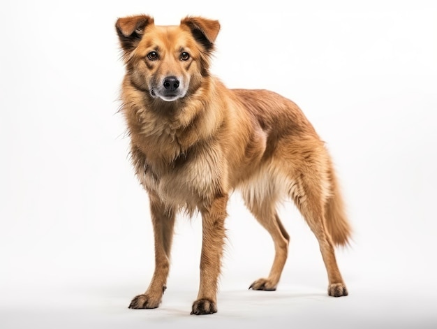 A dog standing on a white background