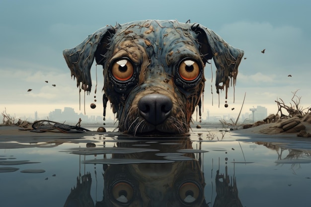 Dog in a style of surrealism Generative AI