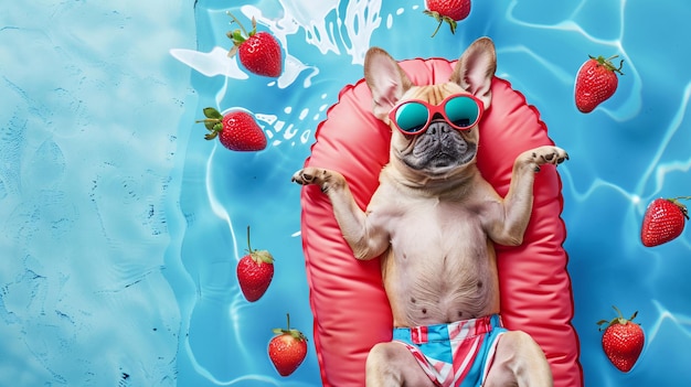 Photo dog on summer vacation background