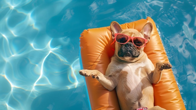 Dog on summer vacation background