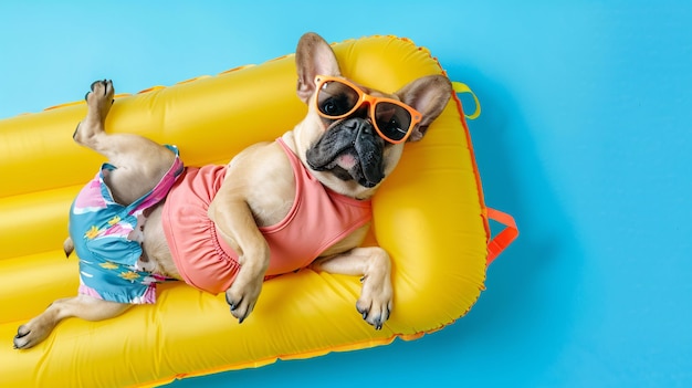 Dog on summer vacation background