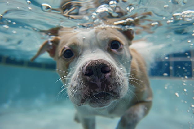 Photo dog swimming in pool underwater portrait