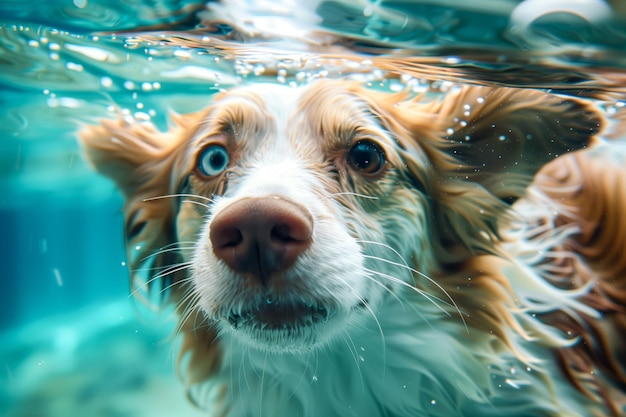 Photo a dog swimming in the water