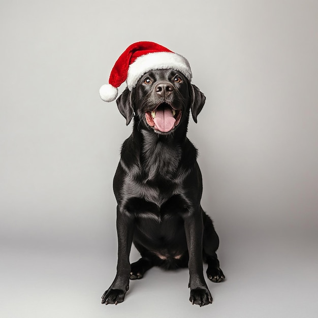 a dog that has a santa hat on