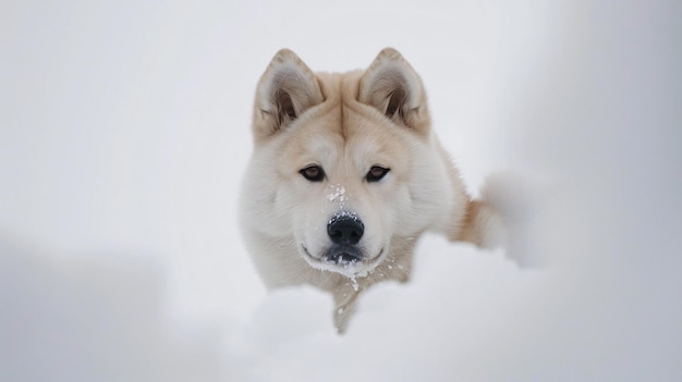 a dog that has snow on its face