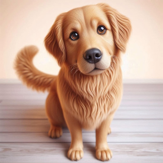 a dog that is sitting on a wooden floor