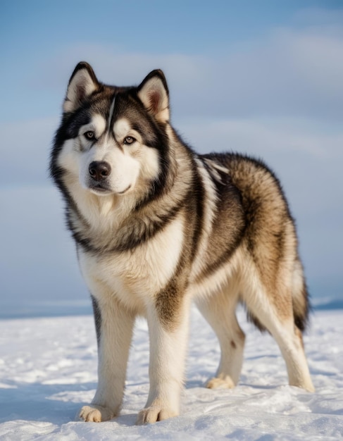 Photo a dog that is standing in the snow