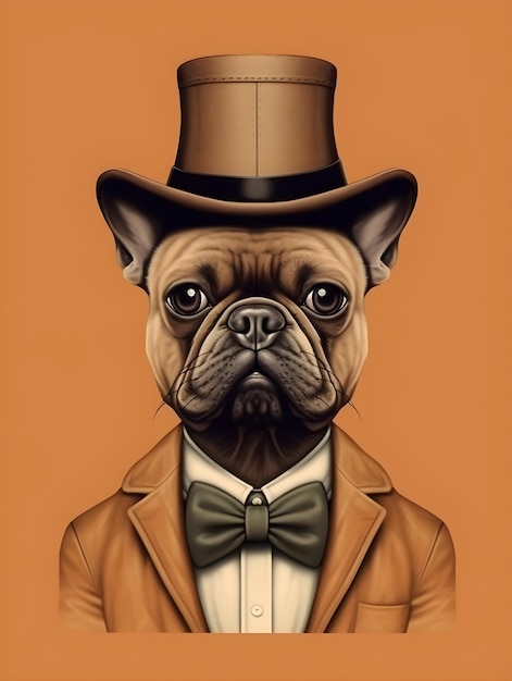 A dog in a top hat is shown with a man in a top hat.