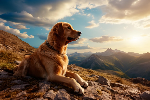 A dog on top of a mountain AI generated