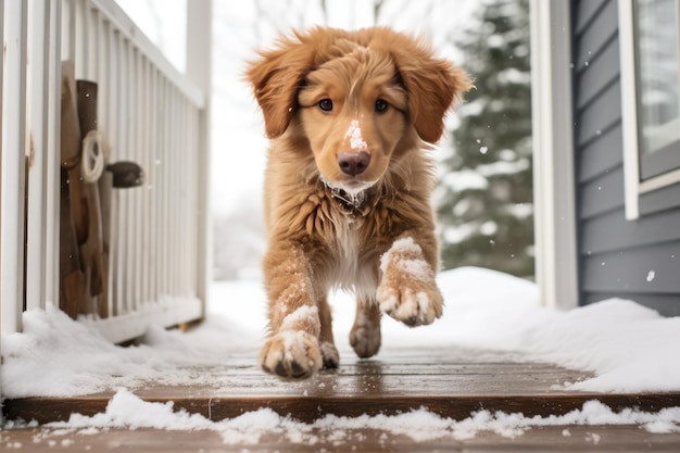 Dog Tracks On Snowy Porch