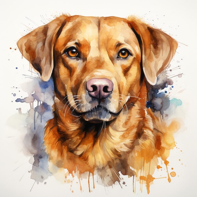 dog watercolor on white background