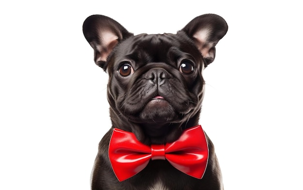 Dog wearing a bow tie on white Background AI