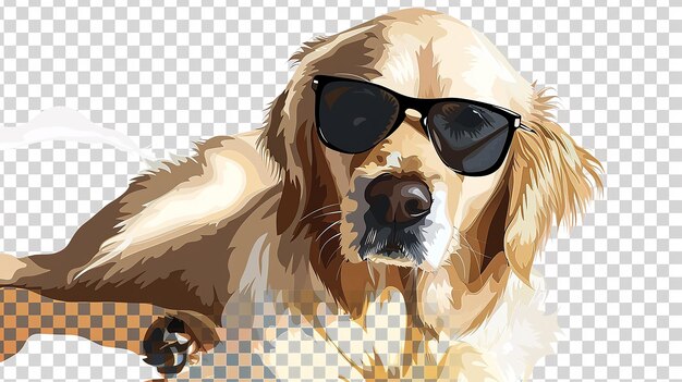 Photo dog wearing cool glasses on transparent background