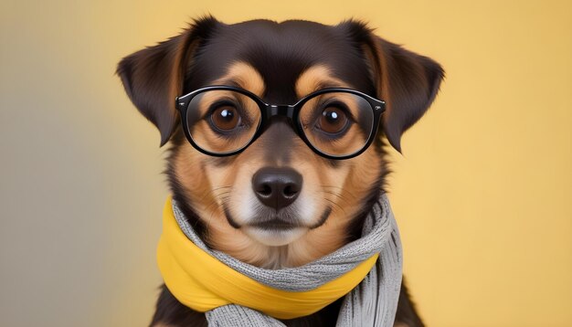 a dog wearing glasses that says quot the dog is wearing a scarf quot