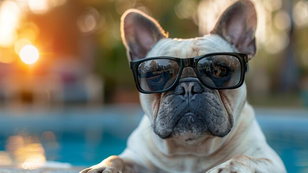 a dog wearing glasses that says quot the dog is wearing quot