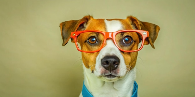 Photo a dog wearing glasses with a blue collar and a blue collar