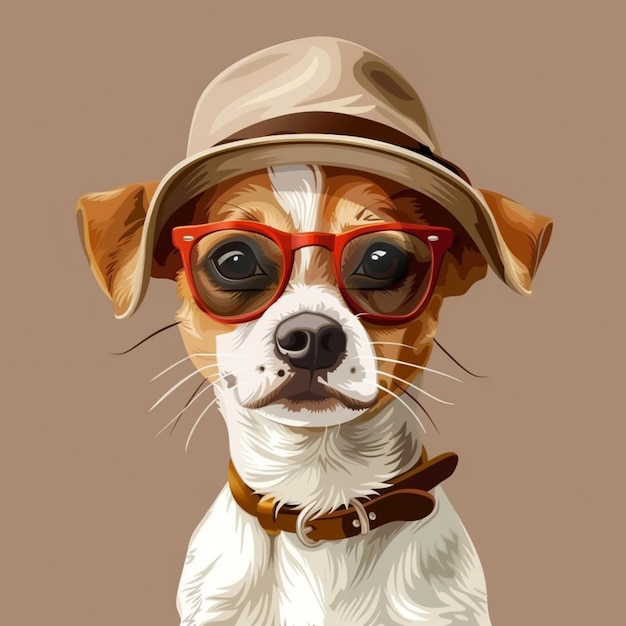 Dog wearing a hat and glasses vector